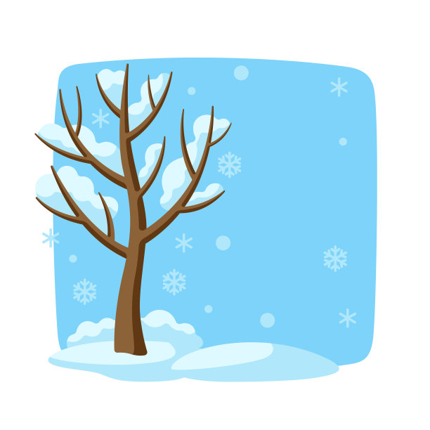 冬天的树，树枝上有季节性的雪图片下载