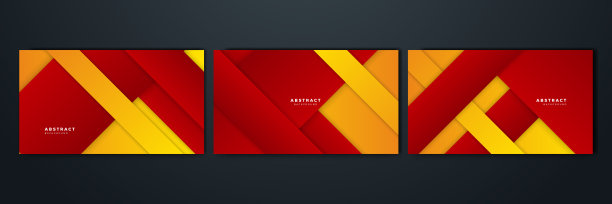 红色背景与橙色和黄色色彩抽象组合。线条和圆点组合的抽象背景可以用于广告横幅、促销横幅模板等图片下载