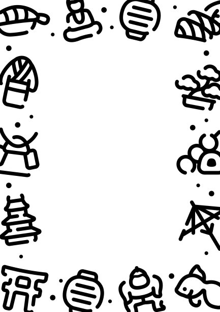 以日本传统文化为背景的图案平面设计。大小垂直框架。图片下载