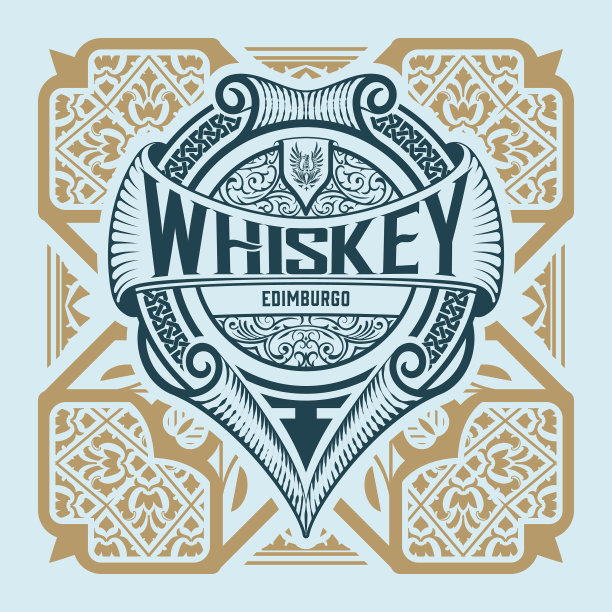 旧框架的威士忌标签图片下载