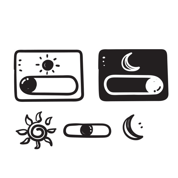 手绘涂鸦日夜按钮图片下载