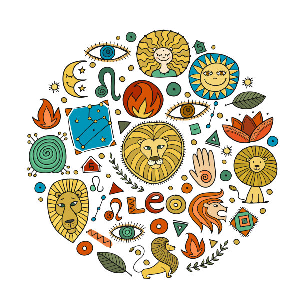 狮子座星座的背景带有设计元素图片下载