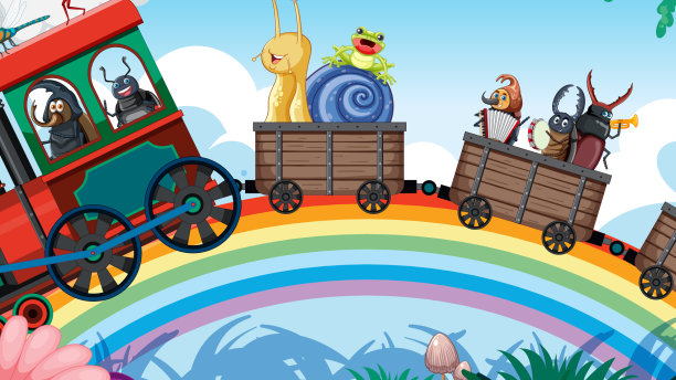 有虫子在火车上的场景图片下载