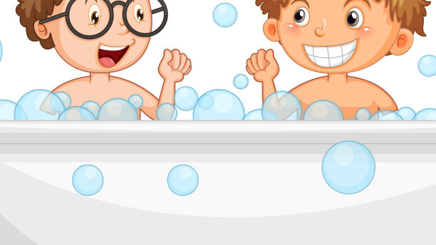 快乐的孩子们在浴缸里玩耍图片下载