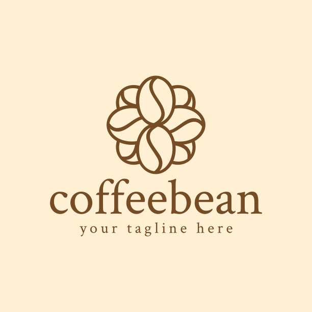 花卉装饰咖啡豆标志设计图片下载