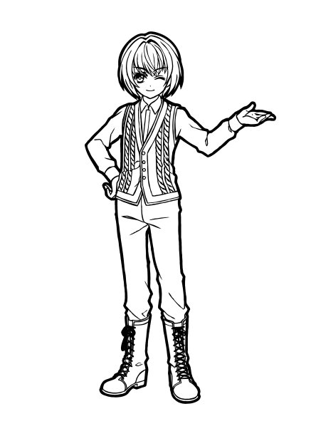 卡通风格的男孩涂色书插图图片下载