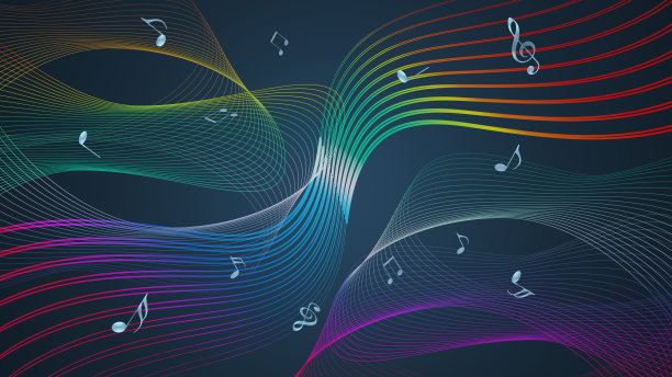 音乐的图像，音符和曲线背景插图图片下载