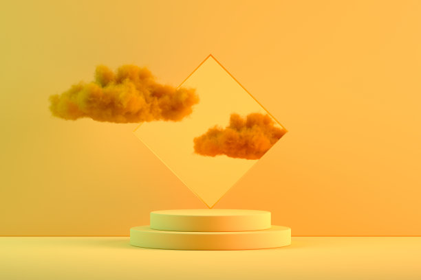 3d空产品讲台，平台，黄色背景图片下载