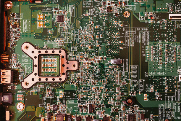 笔记本电脑宏抽象内部的电路板和元件图片下载