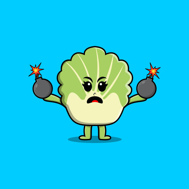 可爱的卡通大白菜拿着炸弹图片下载