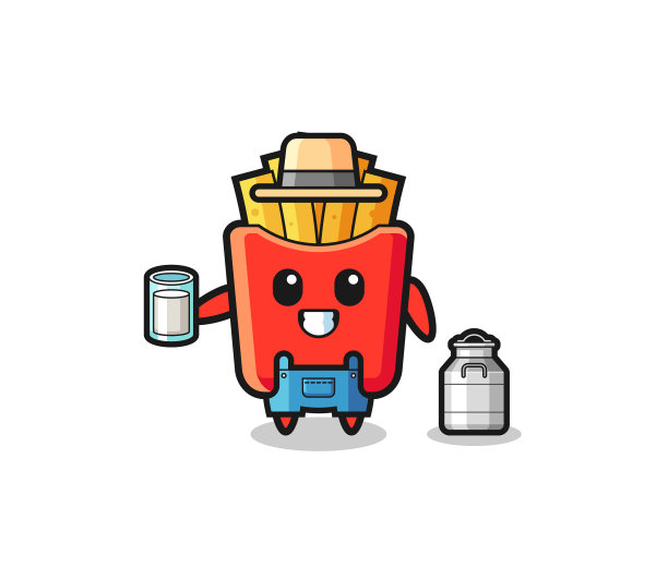 炸薯条卡通形象的奶农图片下载