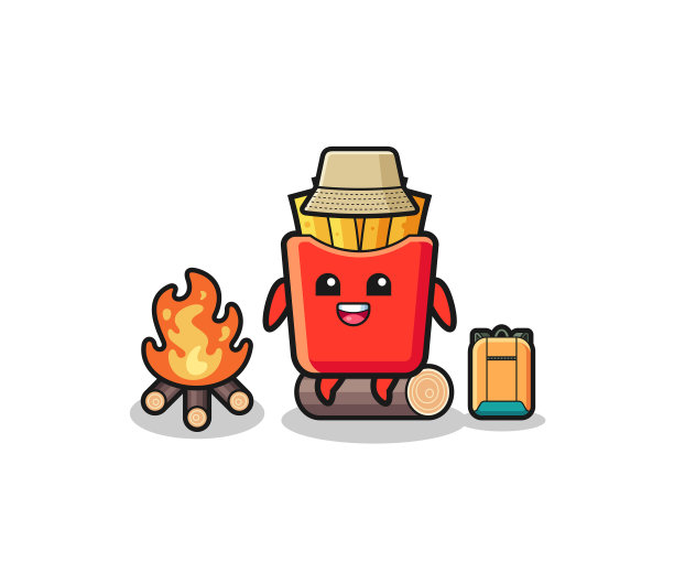 炸薯条的露营漫画图片下载