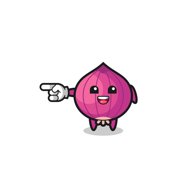 洋葱卡通与指向左手势图片下载