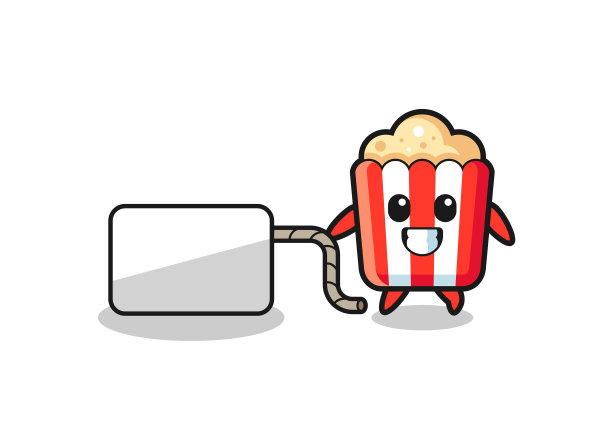 爆米花卡通正在拉横幅图片下载