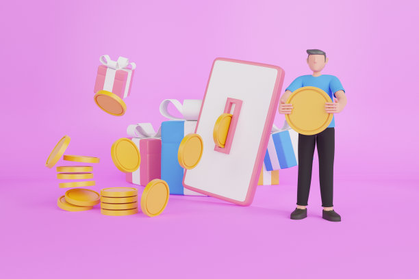 在智能手机上省钱的3d插图。ATM机上的智能手机转移硬币到钱包，现金返还的概念。金融储蓄。3 d渲染图图片下载