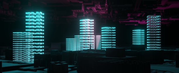 以摩天大楼为背景的未来主义多元宇宙城市图片下载