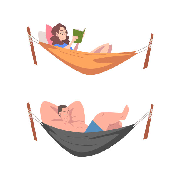 男女躺在吊床上读书图片下载