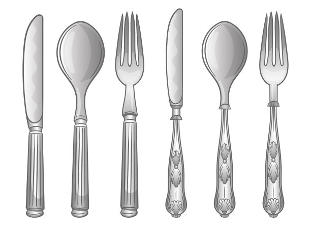 餐具设计孤立在白色背景图片下载