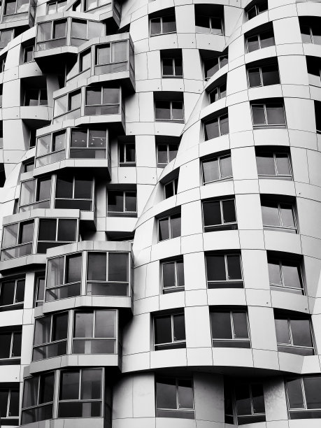 全帧拍摄的住宅建筑在黑白图片下载