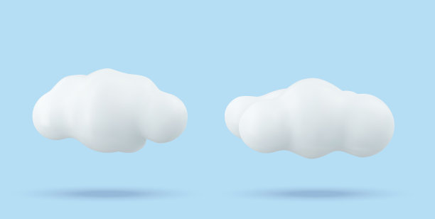 白云孤立在蓝色的背景上图片下载