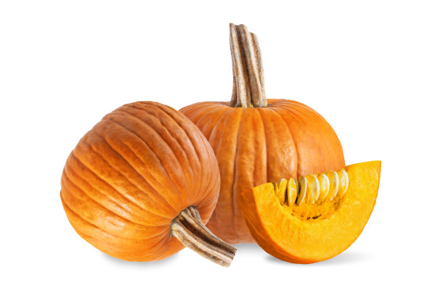 新鲜的南瓜，白色孤立的背景图片下载
