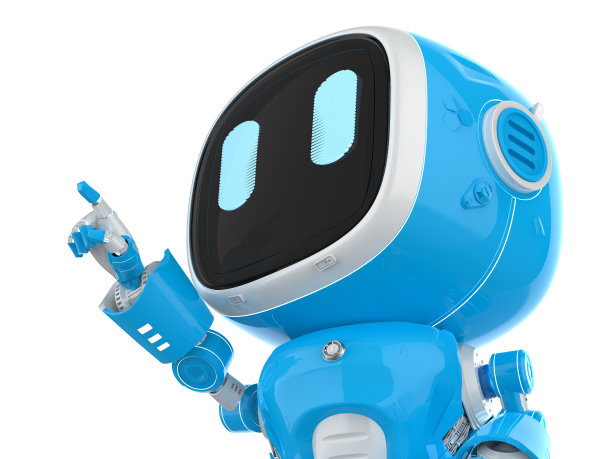 可爱小巧的人工智能助手机器人手指点图片下载