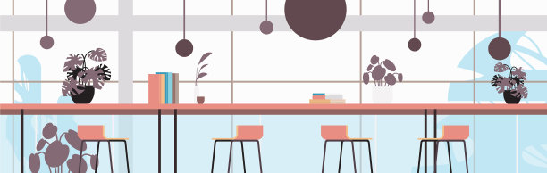 现代联合办公区办公室内部空无一人图片下载