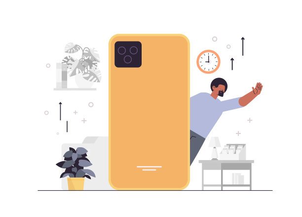 非洲裔美国人在智能手机旁挥手图片下载