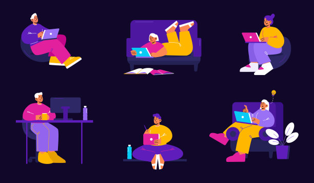 人们在家工作和学习图片下载