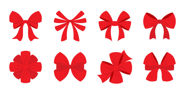 红色蝴蝶结节日礼物派对彩带圣诞平套图片下载