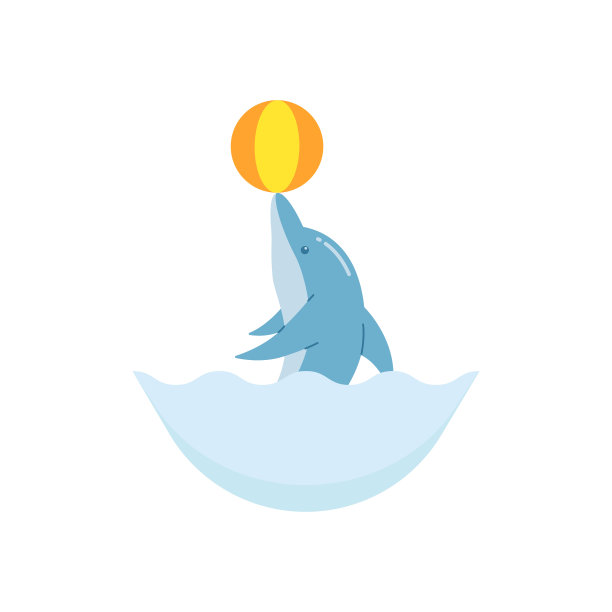 有趣的海豚跳跃和游泳矢量插图图片下载