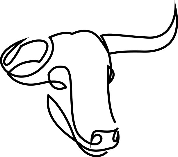 一幅连续画的豪华水牛头图片下载