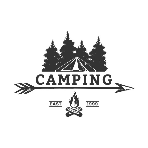 露营和狩猎标志设计向量图片下载