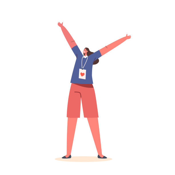 志愿社区、基金会服务女成员。孤立的红心徽章女志愿者图片下载