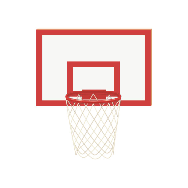 篮球篮框在篮板平面插图。孤立的运动装备矢量图标图片下载