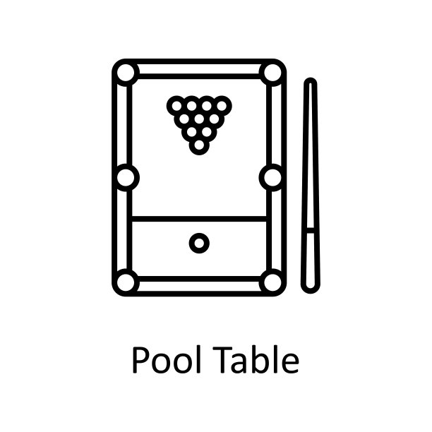 池表矢量轮廓图标设计插图。体育和奖项符号在白色背景EPS 10文件图片下载