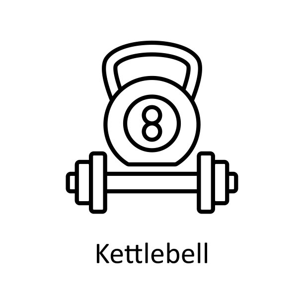 壶铃矢量轮廓图标设计插图。体育和奖项符号在白色背景EPS 10文件图片下载