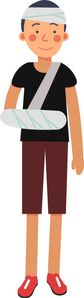 头部受伤，手臂骨折，打了石膏图片下载