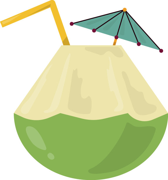 海滩鸡尾酒图标甜水果杯吸管图片下载