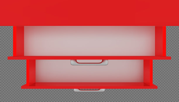 俯视图两个红色的空抽屉打开的橱柜图片下载