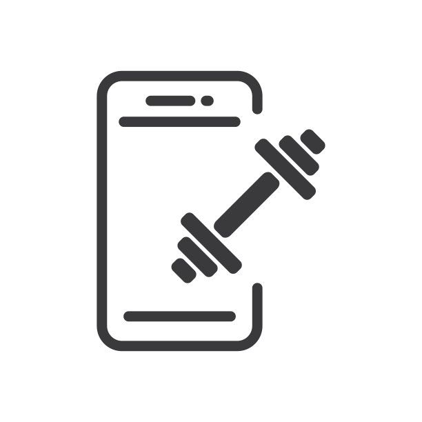 移动教练图标，手机与哑铃。图片下载
