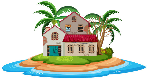 放弃海滩度假屋孤立图片下载