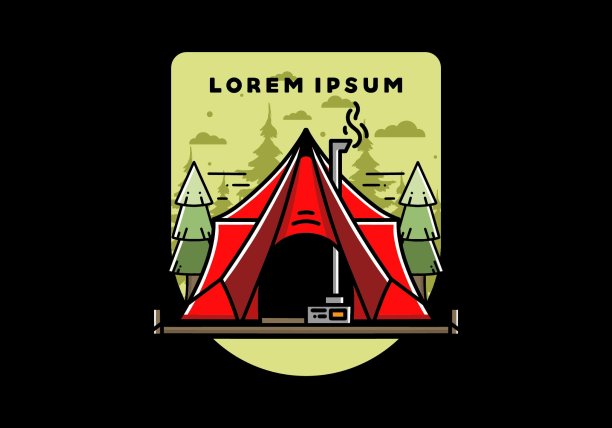 带有加热器和烟囱的大型野营帐篷图片下载