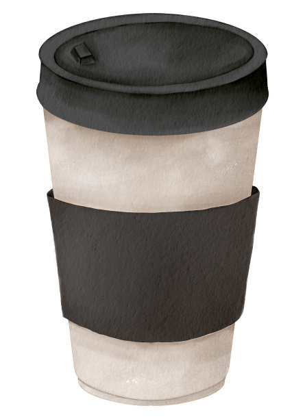 一杯咖啡。水彩风格的一杯咖啡的图像。在白色背景上孤立的插图。图片下载