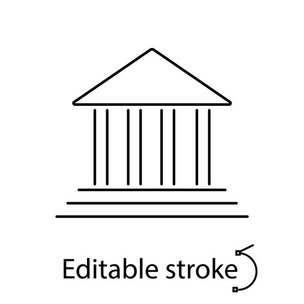 学校建筑轮廓图标。有柱子的仿古建筑。研究所的学生。孤立矢量图图片下载