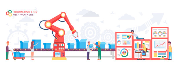 生产线或工厂输送机，包装箱图片下载