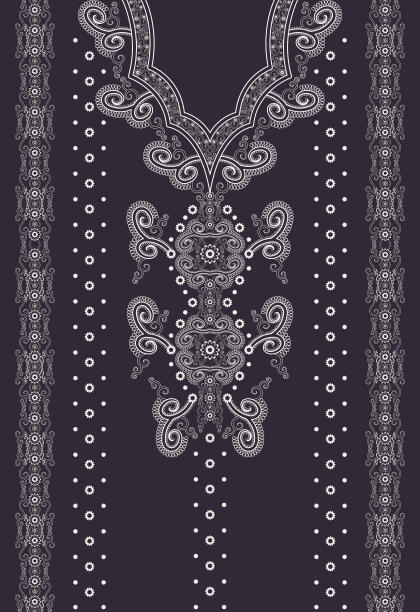 民族单色服饰刺绣花卉图案图片下载