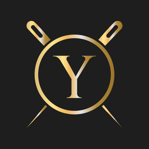 采购产品首字母Y裁缝标志，针和线组合刺绣，纺织品，时装，布，织物模板图片下载