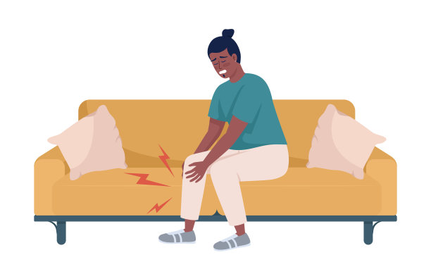 男子患下肢肌肉疼痛半平色向量特征图片下载