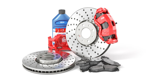 轮结构。汽车车轮与刹车隔离在白色背景。三维演示图片下载